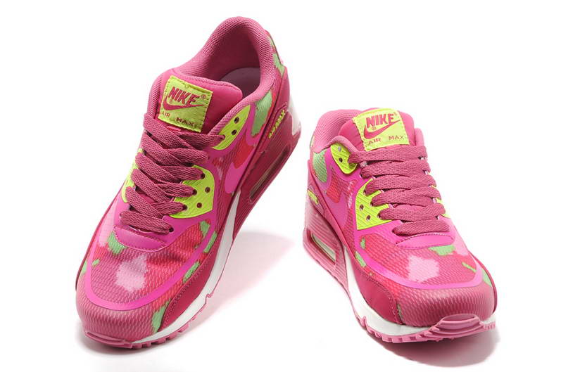 Nike Air Max 90 Chaussures Femmes TAPE Pre vert rose (1)